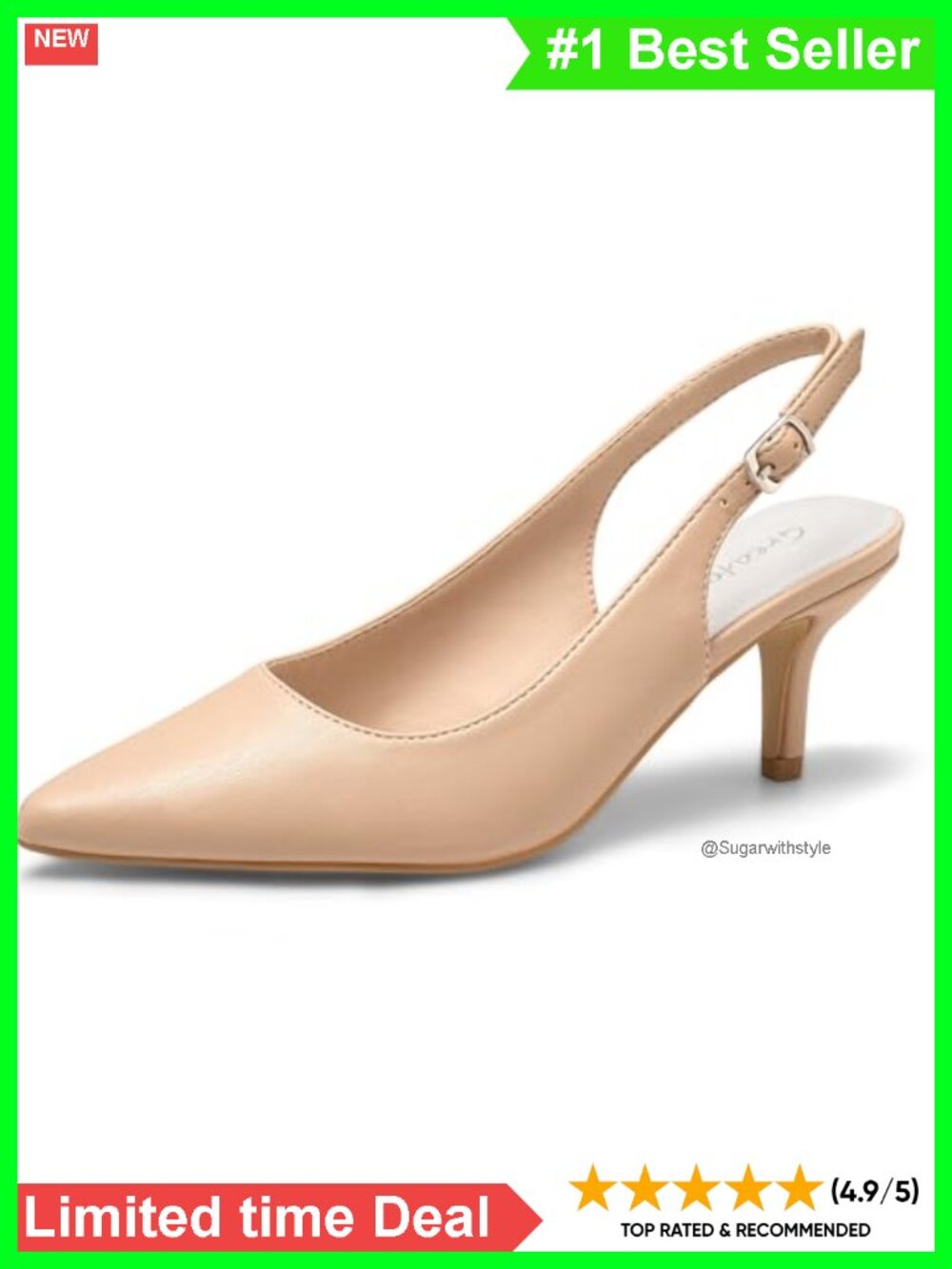Kitten Heel Slingback Pointed Toe Pump 3 Inch Heel